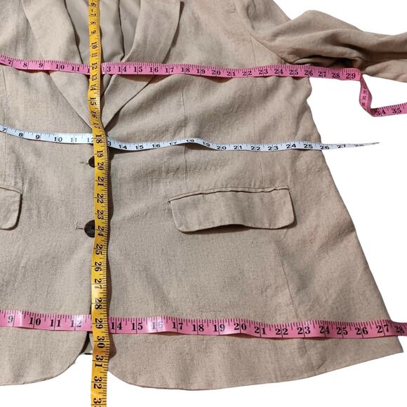 Neutral Linen Blend Blazer Jacket 2X Tan‎ Beige Versatile Minimalist Career Work - Picture 5 of 12